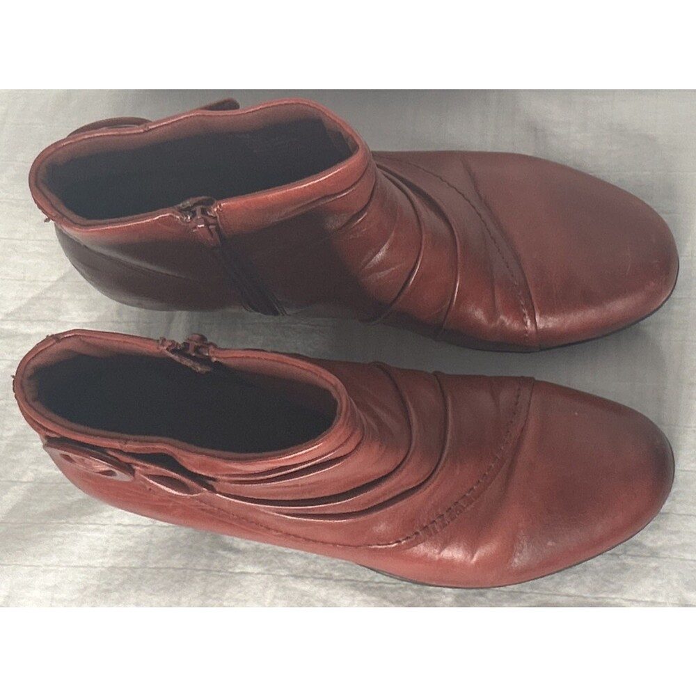 Rockport Cobb Hill Ankle Boots Heel side zip Up Red Women's 9M Y2K - Picture 3 of 7